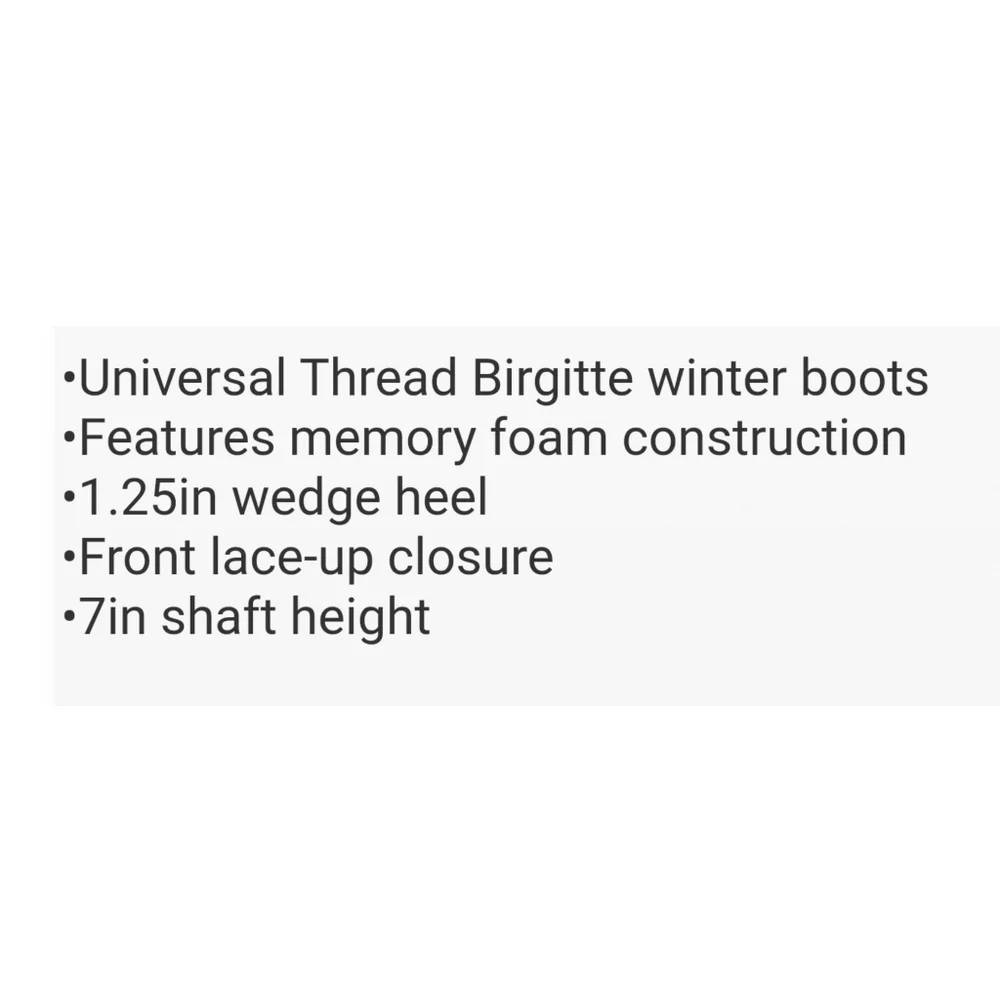 Universal Thread Birgette Winter Boots Taupe Size 6